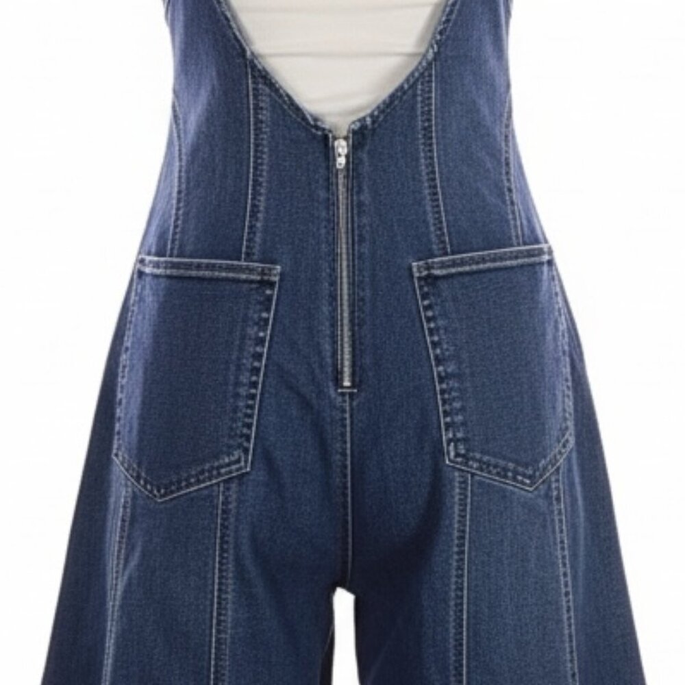 ✨ WE THE FREE Lovers Lane Cropped Denim Jumpsuit Boho Festival Retro Sz Small ✨ - Picture 12 of 15